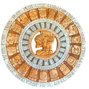 Mayan Aztec Calendar Mexican Wall Hanging Art Home Decor Cast Plaster 10.5” Size